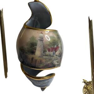 Thomas Kinkade Porcelain Spiral I am the Light of the World Gold-Trim Ornament
